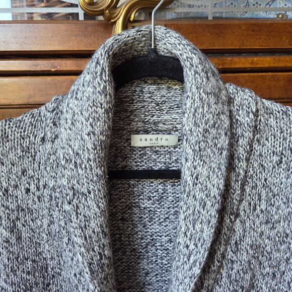 SANDRO PARIS Stunning Single Closure Marled Long Cardigan - Picture 4 of 13